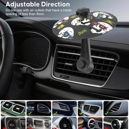 Car Cymbal Air Vent,Mini Car Drum Crash Cymbal Set with Mini Drum Stick & 2 Finger Cymbals,Fun Dashboard Instrument, Fun Gfit,Universal Fit for Most Cars (Skull)