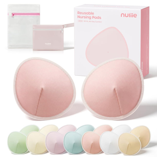 Reusable Nursing Pads 14 Pack with Laundry Bag & Wet Bag