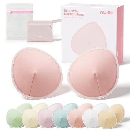 Reusable Nursing Pads 14 Pack with Laundry Bag & Wet Bag