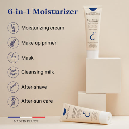 Lait-Crème Concentré Face Moisturizer and Makeup Primer, French Face Cream With Shea Butter & Aloe Vera