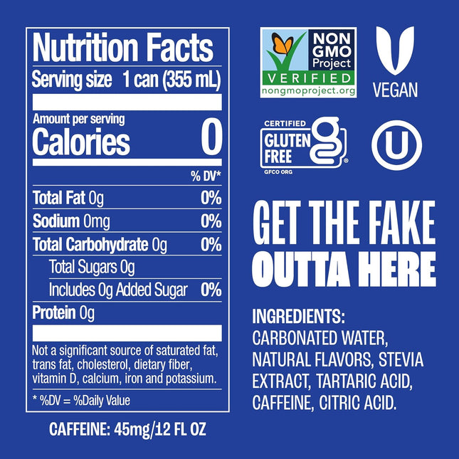 Zero Sugar Soda, Cola, 12 oz Cans (24-Pack) – Naturally Sweetened, Zero Calorie Sugar Free Soda - Non-GMO Project Verified, Gluten-Free, Vegan