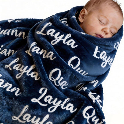 Ships Next Day - Personalized Baby Blanket with Name, Custom Swaddle Blanket for Boys Girls, Ultra-Soft Fleece Blanket, Ideal Customized Baby Gifts for Newborns and Baby Showers