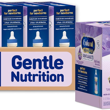 Enfamil NeuroPro Gentlease Ready-to-Feed with Smaller Proteins for Easy Digestion,Brain Supporting DHA, HuMO6* Blend, Baby Formula for easing Fussiness, Gas, Spit-up in 24hrs, 2 Fl Oz (6 ct), 4 Pack