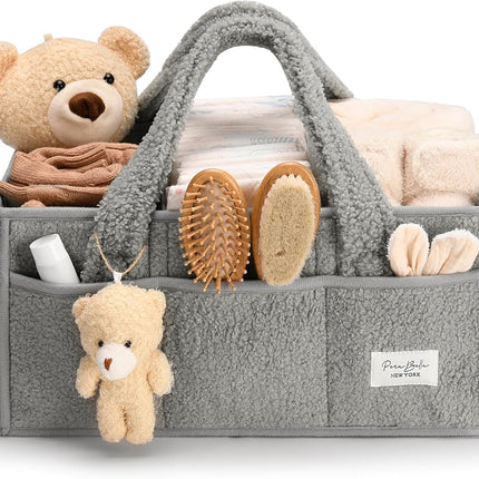 PeraBella Baby Diaper Caddy Organizer with Handle, Boy & Girl Shower Gift Basket, Portable Diaper Storage Basket Bin for Wipes, Newborn Baby Essentials Registry Search Must Haves, Car Caddy Organizer