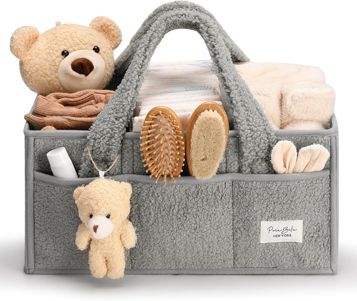 Baby Diaper Caddy Organizer with Handle, Boy & Girl Shower Gift Basket, Portable Diaper Storage Basket Bin for Wipes