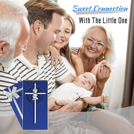 Baby Wall Cross Baptism Gifts for Boys, 7-inch Silver Blessing Boy Baptism Crosses for First Holy Communion Christening and Dedication Baptismal Gifts from Godparents