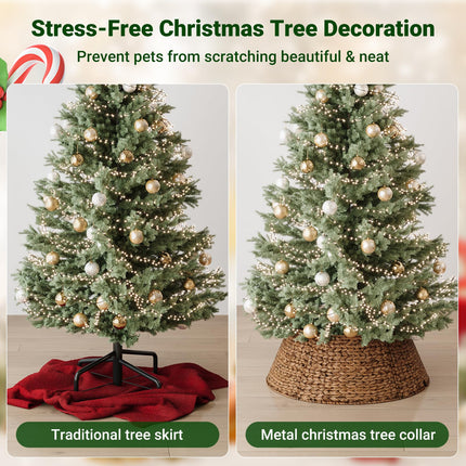 28 Inch Woven Rattan Christmas Tree Collar, 5-Piece Xmas Tree Skirt
