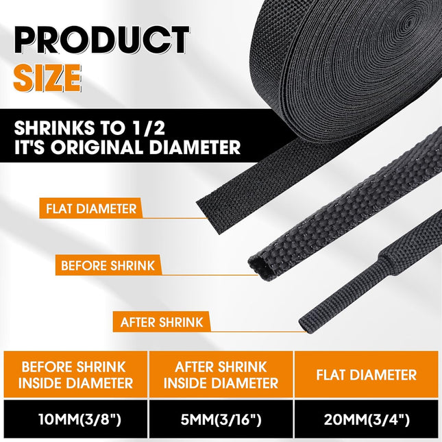 2:1 Ratio Automotive Heat Shrink Braided Sleeve, Cord Protector