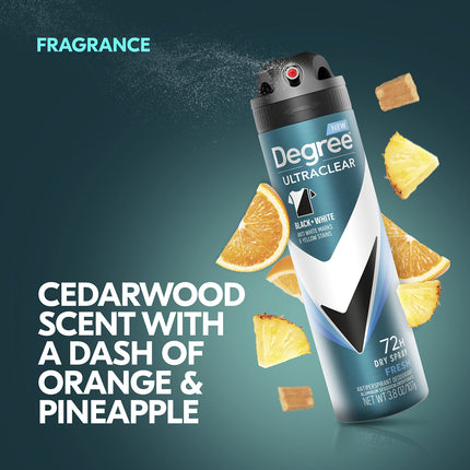 Spray antitranspirante para hombre Black + White, 3 unidades, protección contra manchas de desodorante, spray seco instantáneo, 3.8 oz