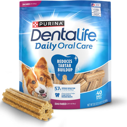 DentaLife Daily Oral Care Dog Treats for Small and Medium Dogs, Chewy Dental Treat to Freshen Breath and Fight Tartar, Chicken Flavor - 40 ct. Pouch