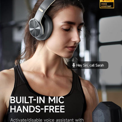 Bluetooth Headphones, 120H Playtime Headphones Wireless Bluetooth with 3 EQ Modes, Low Latency, Hands-Free Calls, Over Ear Headphones for Travel Home Office Cellphone PC (Ashen Golden)