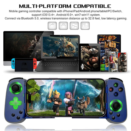 arVin Mobile Gaming Controller for iPhone, Android with Phone CASE Support & Green Light, Wireless Gamepad for iPhone/iPad/Samsung/Tablet/Switch/PS4/PC-Play Xbox Cloud Gaming/PS Remote Play/Steam Link