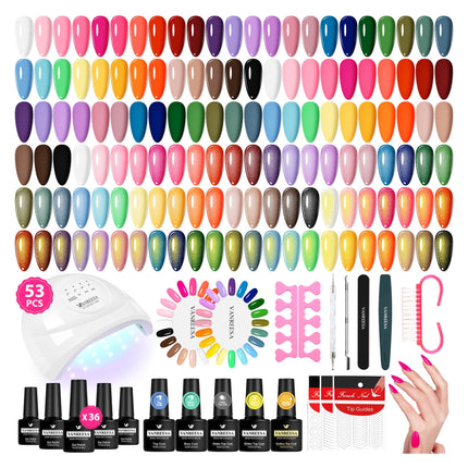 60 Pcs Gel Nail Polish Set, 55 Colors Gel Polish with Base Coat & 4 Effects Top Coat Full-Color Nail - photo 13