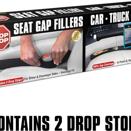 Drop Stop - The Original Patented Car Seat Gap Filler (AS SEEN ON Shark Tank) - Set of 2 and Slide Free Pad and Light