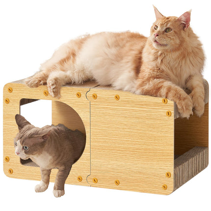 Cardboard Cat Scratcher House, 17-Inch Cat Scratch pad, Brown