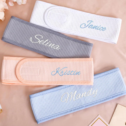 Personalized Spa Headband for Women,Custom Embroidered Skincare Headband, Super Absorption Makeup Hair Wrap Fits All, Workout, Yoga, Gym, Salon, Home Use