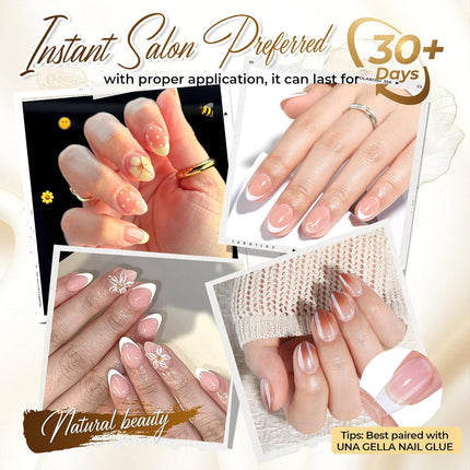 UNA GELLA Extra Short Almond Nail Tips Full Cover 504PCS Gel Nail Tips Short Almond Shaped Nails Tips Soft Gelly Gel Clear Fake Nails Tip for Acrylic Nail Tip Soak Off Home DIY Salon Nails 12 Sizes
