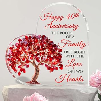 40th Wedding Anniversary Heart Acrylic Plaque