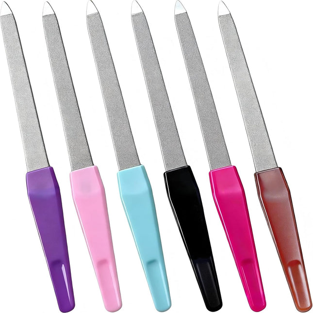 6-Pack Stainless Steel Metal Nail File Set for Natural Nails