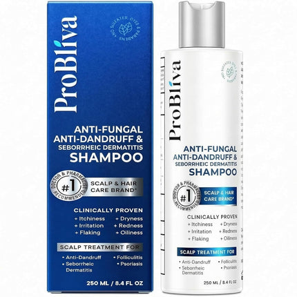ProBliva Anti-Fungal Anti-Dandruff & Seborrheic Dermatitis Psoriasis Shampoo – Medicated Scalp Treatment Shampoo for Dandruff & Seborrheic Dermatitis – Relieves Flaky, Itchy & Dry Scalp (8.4 fl oz)