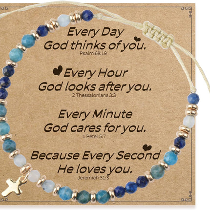 Pavolini Christian Gifts for Women, Mothers Day Gifts for Mom, Cross Bracelet, Christian Gifts, Inspirational Gifts for Women, Natural Stone Beaded Bracelets, Religious Gifts for Woman