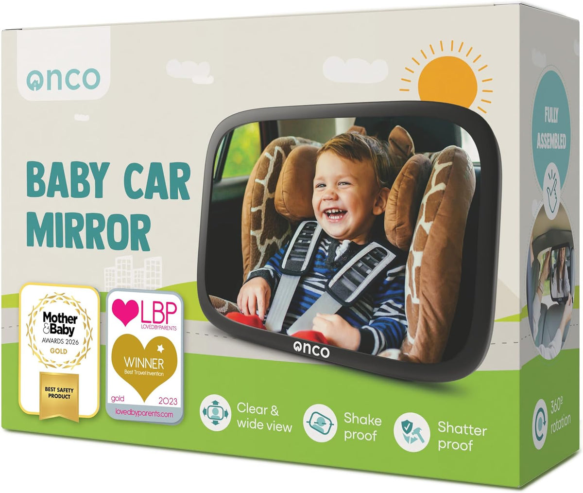 Rear-Facing Baby Car Mirror - Convex, Shatterproof, Shakeproof, 360° Rotation