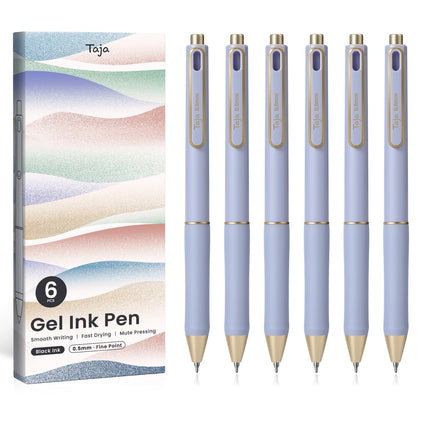 Bolígrafos de gel, 6 piezas de tinta negra de secado rápido, punta fina de 0.5mm, tonos pastel