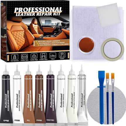 Leather Repair Kit for Furniture, Car Seats, Sofa, Jacket, and Purse, Vinyl Repair Kit with Super Easy Instructions to Match Any Color, Restore Any Glossy Leather Surface