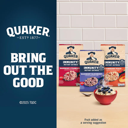 Quaker Immunity Instant Oatmeal, 3 Flavor Variety Pack, Good Source of Vitamins C, D, & Zinc, Whole Grains, No Artificial Flavors, No Colors from Artificial Sources, 1.41 oz Packets, (32 Pack)