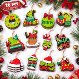 36 Pcs Christmas Ornaments for Tree, Hanging Wooden Christmas Decorations