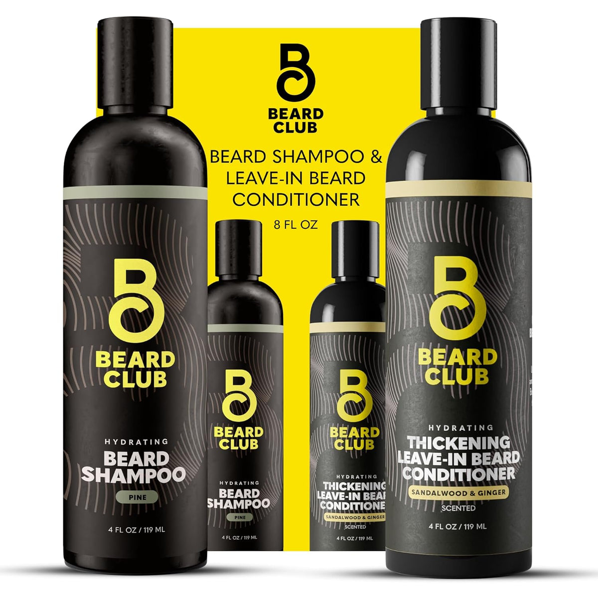 Beard Wash and Conditioner Set – Facial Hair Shampoo & Leave-In Conditioner for Men – Hydrating, Softener Mens Face