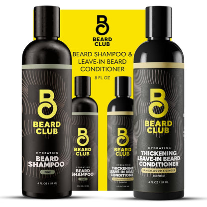 Beard Wash and Conditioner Set – Facial Hair Shampoo & Leave-In Conditioner for Men – Hydrating, Softener Mens Face