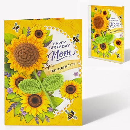 Crochet Sunflower Birthday Card for Mom