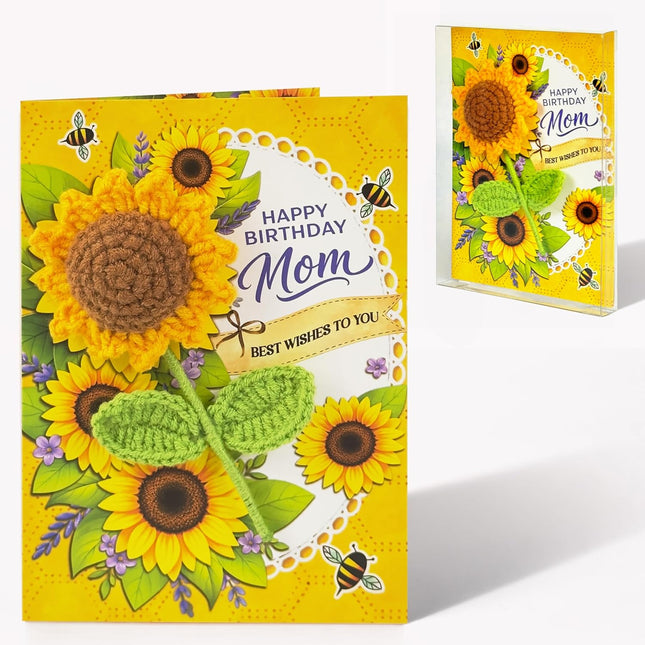 Crochet Sunflower Birthday Card for Mom