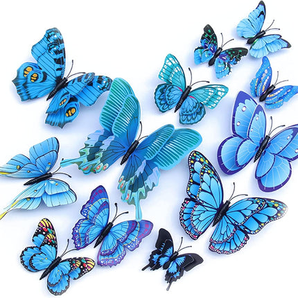 OPSEAM Butterfly Wall Decor 24/48 PCS, 3D Butterflies Stickers for Party Decorations with Magnets(Blue, 24)