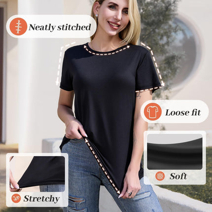 3 Pack Womens T-Shirts Short Sleeve Summer Tops Soft Basic Tees 2026