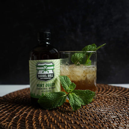 Barrel Roll Bar Essentials Cocktail Mixers - Mint Julep Cocktail Mix - All-Natural Mint Julep Drink Mix - USA Handcrafted Cocktail Syrups - Small Batch Cocktail Bitters with Real Cane Sugar - 8 Ounce