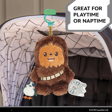 Kids Preferred Star Wars Chewbacca On the Go Activity Toy - with Rattle, Crinkle, Squeaker, Teether, Travel Clip, Sensory Toy, for Ages 0+