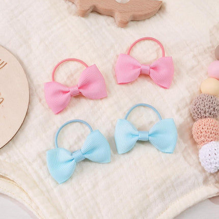 Hair Ties for Baby Girls - 42PCS Small 2 inches Hair Bows, Elastic Rubber Ties Ponytail Holders for Infants Toddlers Kids in 21 Color Pairs