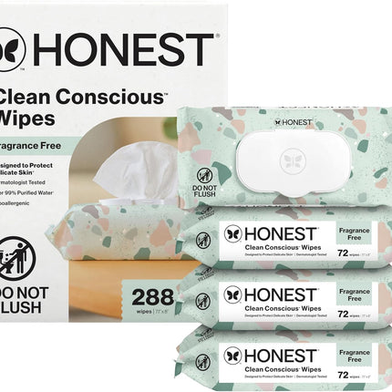 The Honest Company Hypoallergenic Multi-Use Baby Wipes for Sensitive Skin, Geo Mood, 288 Count