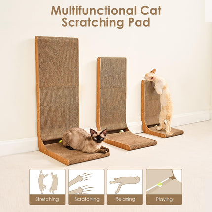 Cardboard Cat Scratcher for Indoor Cats, 26.8 Inch, Brown