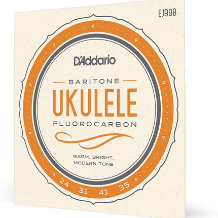 D'Addario Baritone Ukulele Strings, Fluorocarbon, EJ99B, 4-String Set, Pack of 1