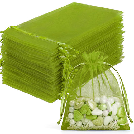 100Pcs White Organza Bags 3x4in,Small Mesh Drawstring Gift Bag