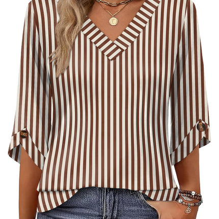 3/4 Length Sleeve Womens Tops Dressy Casual Blouses V Neck T Shirts Summer Tops Spring Outfits Loose Fit
