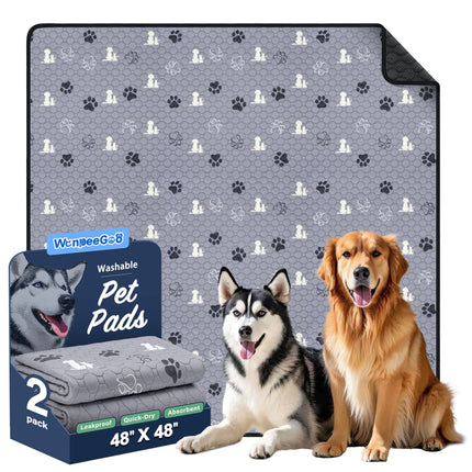Washable Pee Pads for Dogs, Waterproof, 18 x 24 in, 4 Pack, Gray