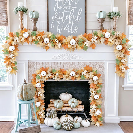 7 Pack Fall Leaf Garland, Total 41.3Ft Artificial Fall Vines Autumn Garland Fall Maple Leaves Thanksgiving Decor for Home Wedding Fireplace Christmas