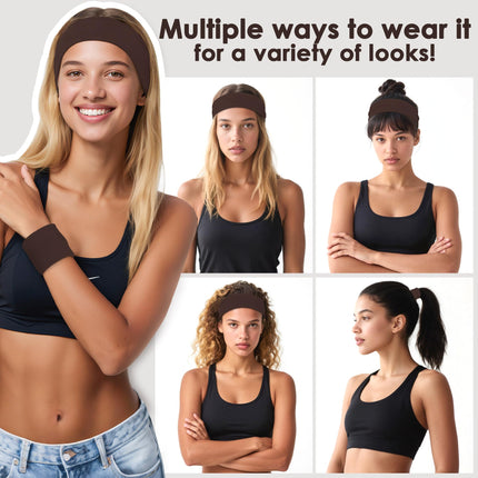 Diademas para mujer, 8pcs bandas de tela de algodón suave elásticas antideslizantes para deporte, entrenamiento, yoga y running