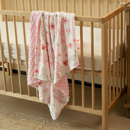 Floral Baby Blankets for Girls - Super Soft Nursery Minky Blanket, Newborn Baby Blanket with Double Layer Dotted Backing, Pink Lightweight Bed Throw Blanket, 30 x 40 Inch
