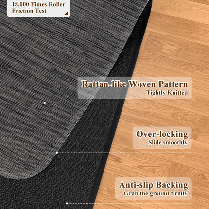 Soimeat Office Chair Mat for Hardwood Floor, 35.4" x 47.2" Non-Slip Desk Computer Chair Mat, PVC Floor Mat for Rolling Chair, Heavy Duty Wood/Tile Floor Protector Desk Rug for Home Office, Black
