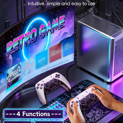 2026 Upgraded Retro Gaming Console Stick Pro, Video Games Stick with 4K HDMI Built-in 23 Emulators Console, 40000+ Game System, Plug and Play TV Game Stick with 2 Wireless Controllers Natural White
